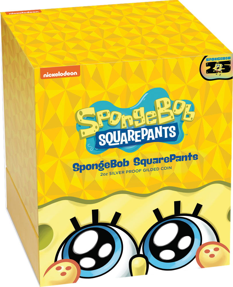 2 Unze Silber SpongeBob Schwammkopf 2024 (Auflage: 2.000 | teilvergoldet | Polierte Platte)
