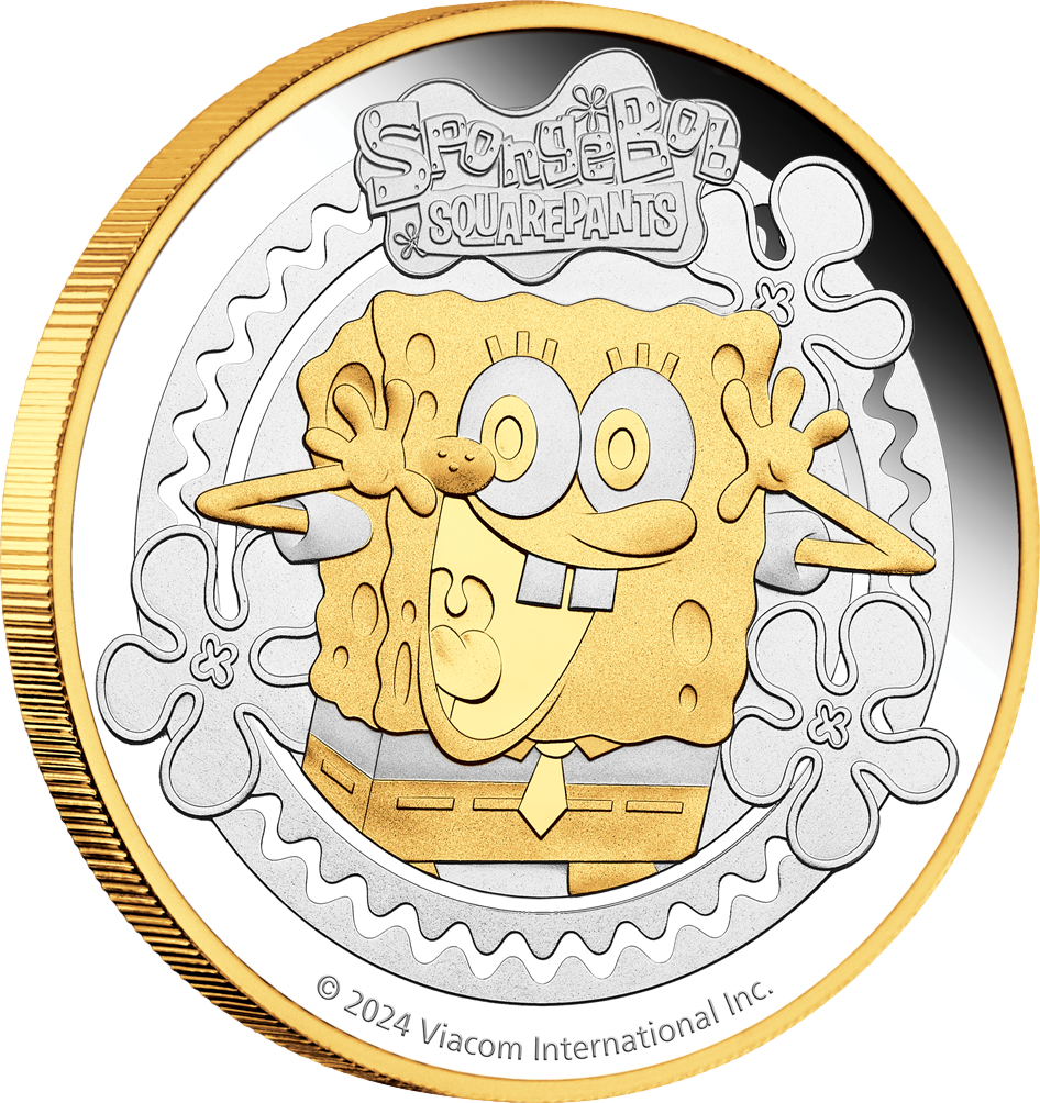 2 Unze Silber SpongeBob Schwammkopf 2024 (Auflage: 2.000 | teilvergoldet | Polierte Platte)