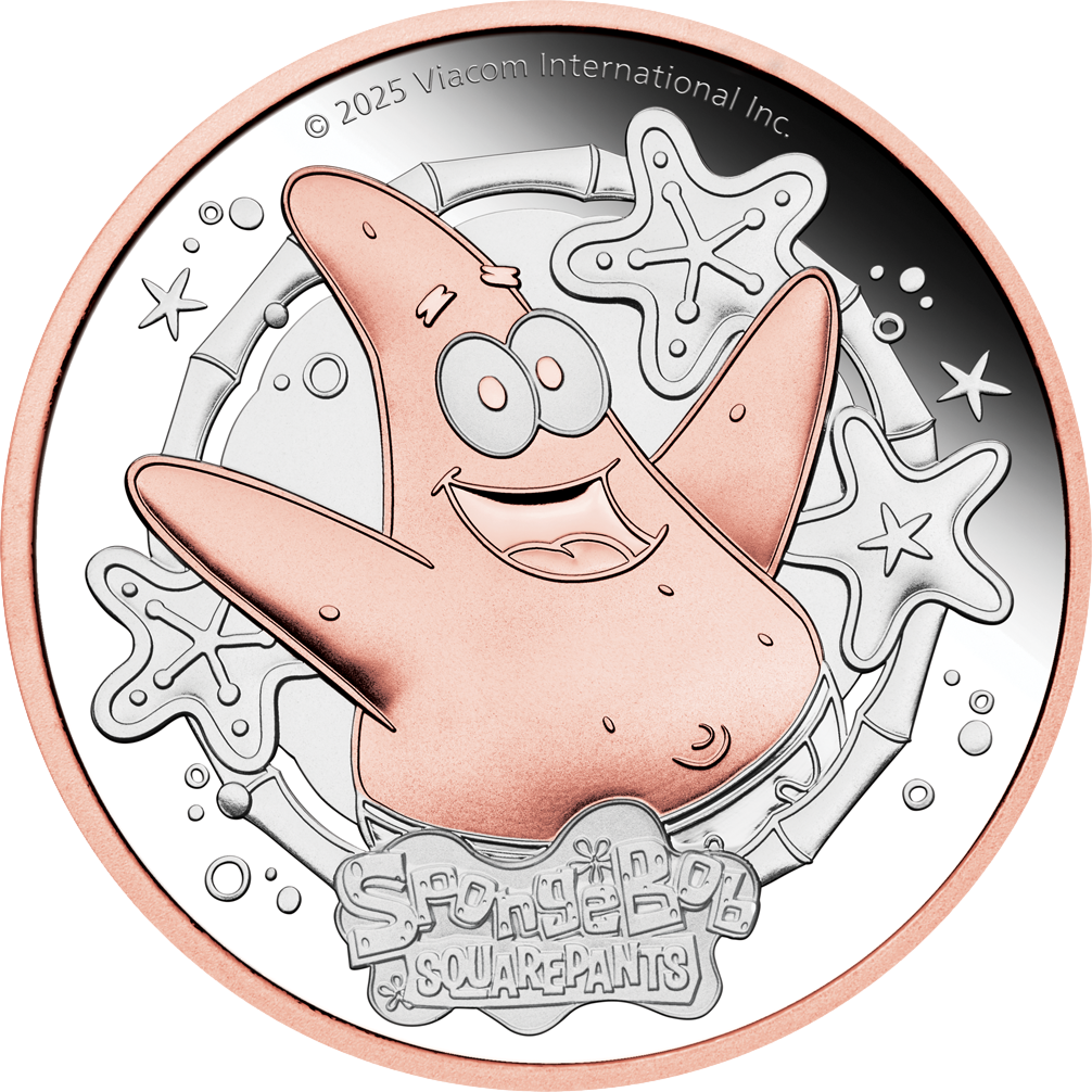 2 Unzen Silber Sponge Bob Schwammkopf Patrick Star 2025 (Auflage: 1.000 | teilvergoldet | Polierte Platte)