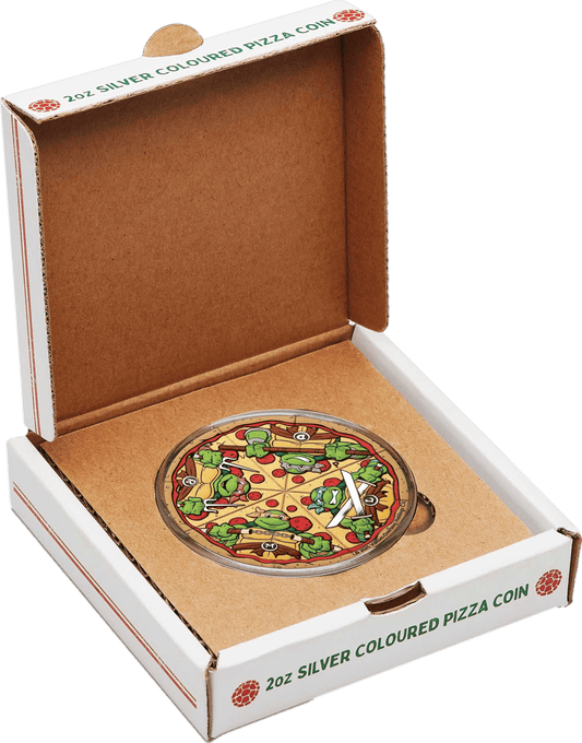 2 Unzen Silber Teenage Mutant Ninja Turtles Pizza 2025 (Auflage: 1.000 | Polierte Platte)