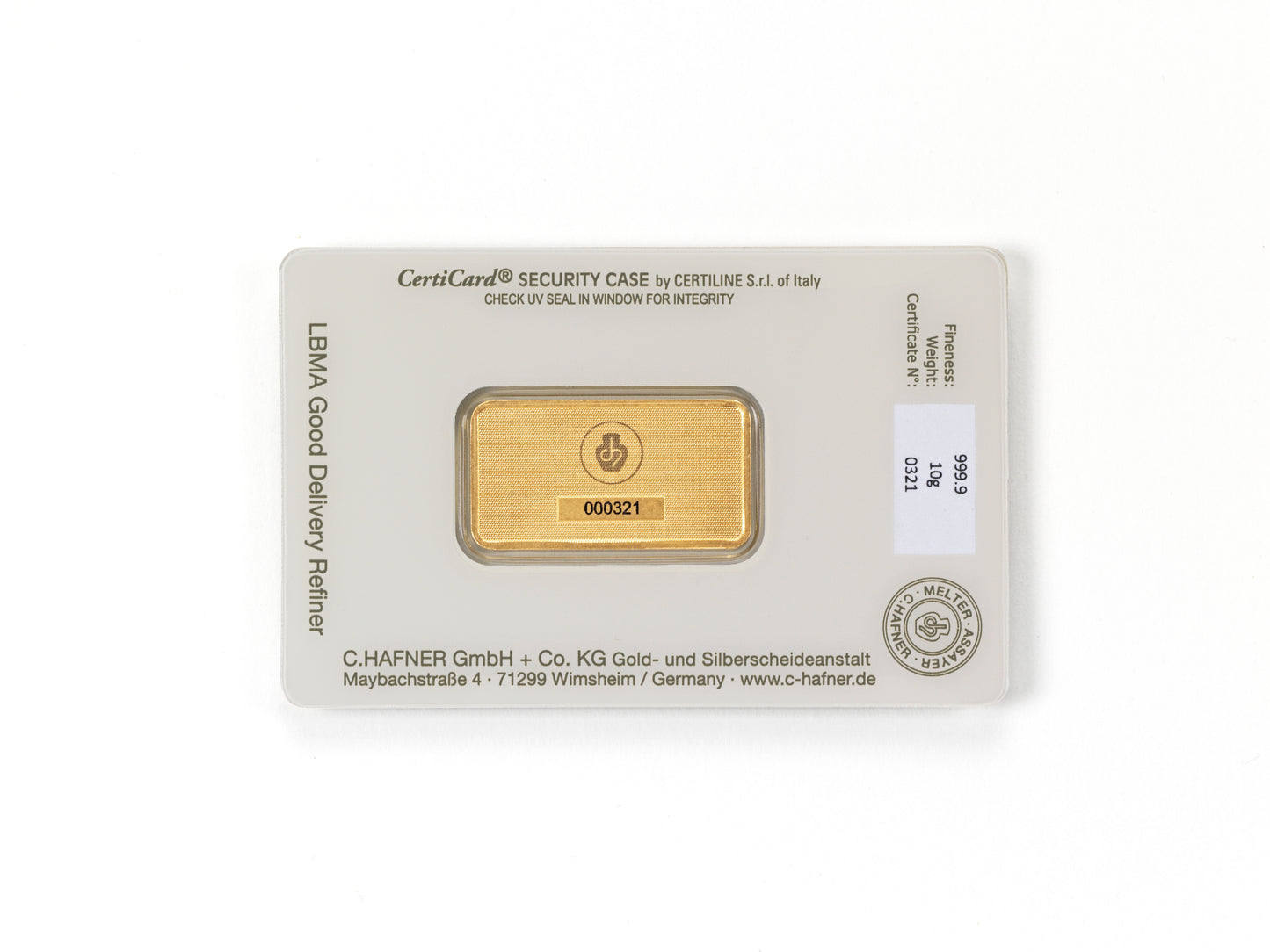 10g Goldbarren C.Hafner