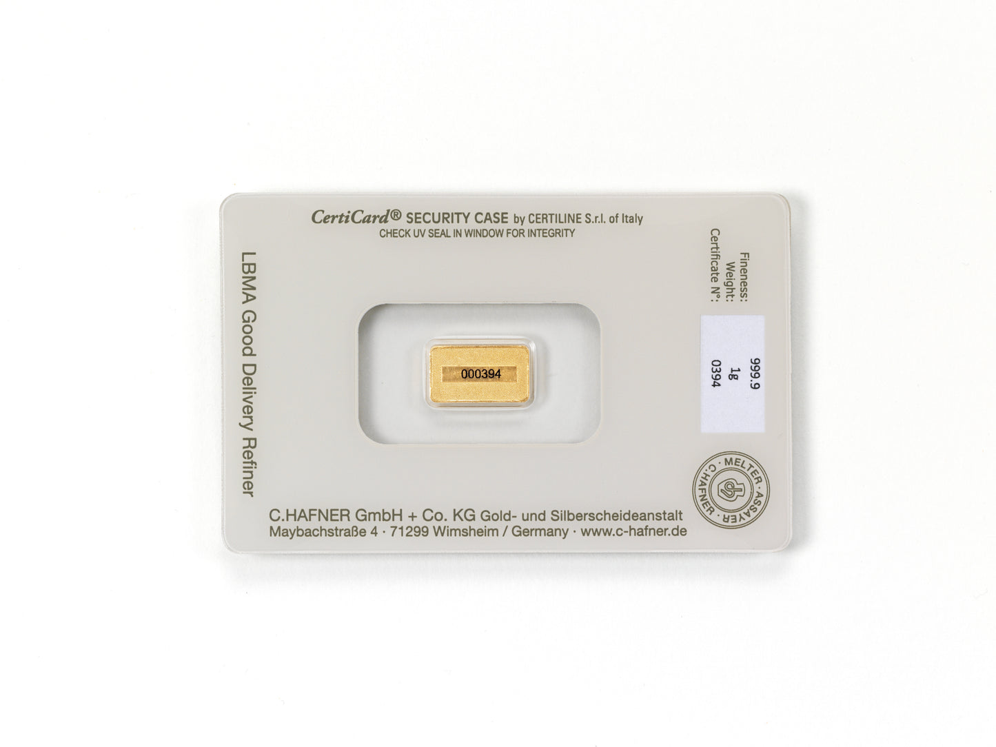 1g Goldbarren C.Hafner