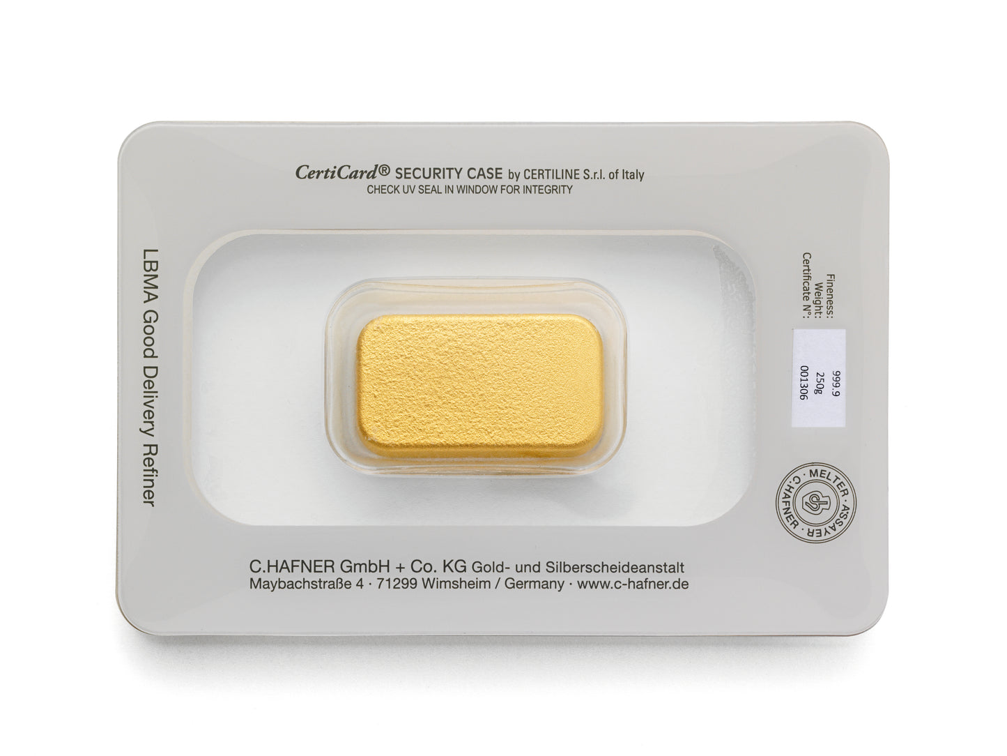 250g Goldbarren C.Hafner
