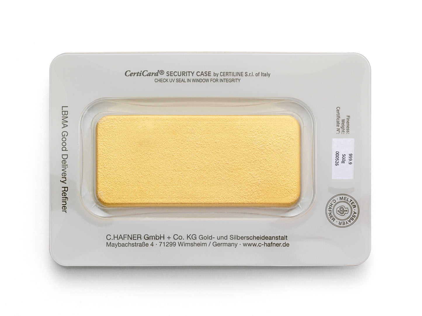 500g Goldbarren C.Hafner