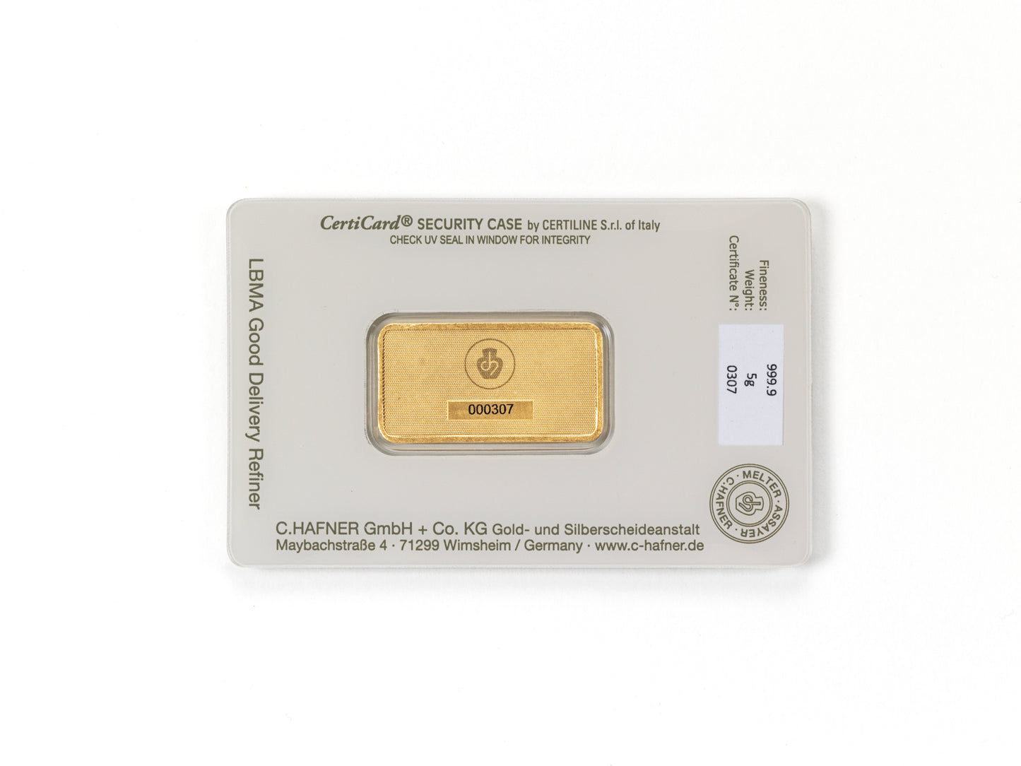 5g Goldbarren C.Hafner