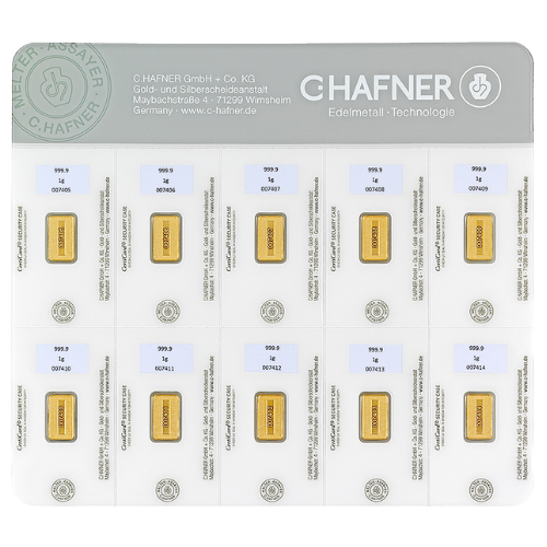 10 x 1g Goldbarren Smart Pack C. Hafner