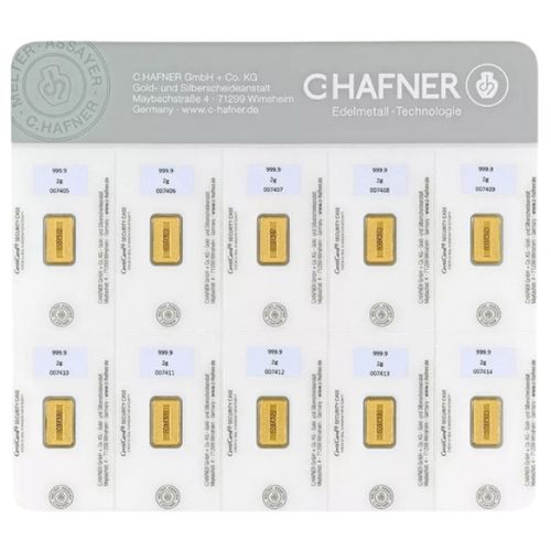 10 x 2g Goldbarren Smart Pack C. Hafner