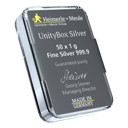 50 x 1g Silber Heimerle und Meule UnityBox