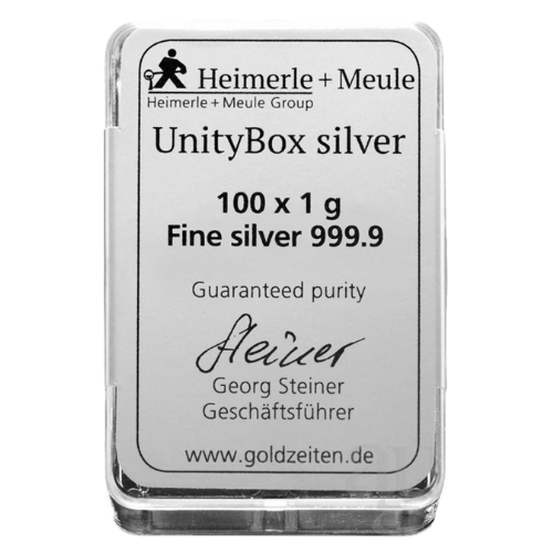 100 x 1g Silber Heimerle und Meule UnityBox