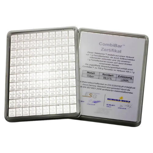 100g Silber Tafelbarren Combibarren