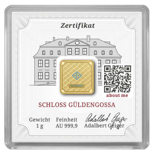 1g Goldbarren Schloss Güldengossa Geiger
