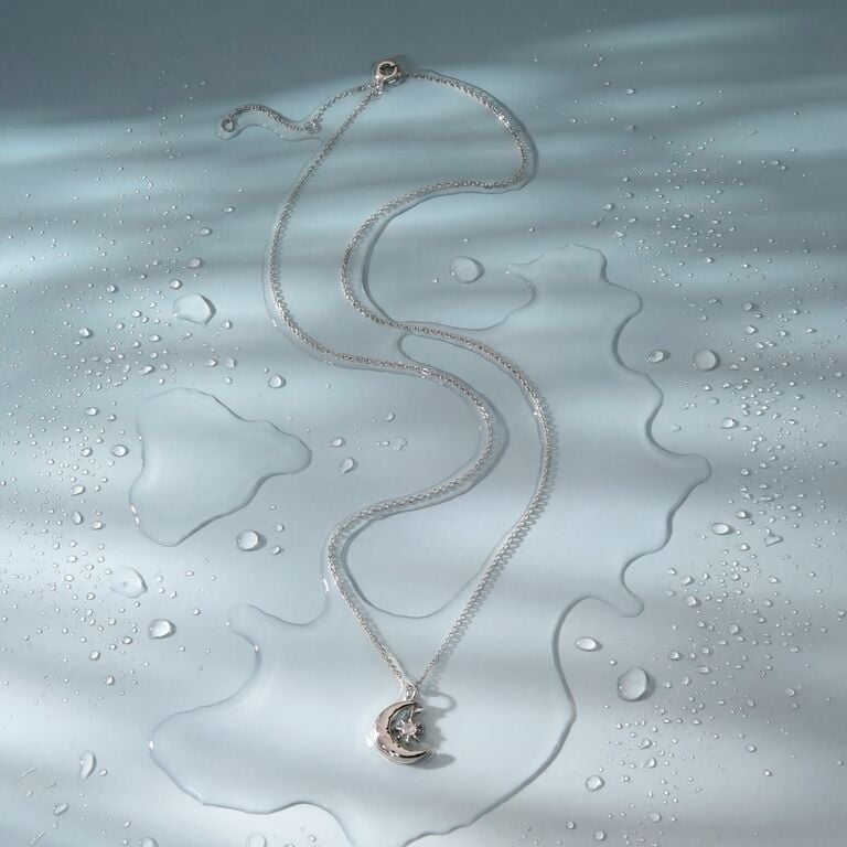 Newmoon Halskette Labradorit & Silber