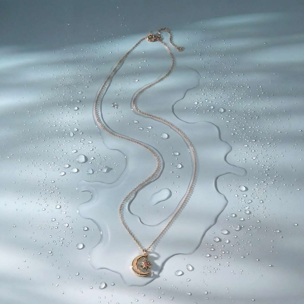 Newmoon Halskette Sandstein & Gold