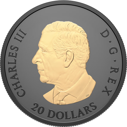 1 Unze Silber Black Elegant Maple Leaf 2025 (Auflage: 5.500 | Rhodium | teilvergoldet | Matte Proof)