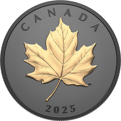 1 Unze Silber Black Elegant Maple Leaf 2025 (Auflage: 5.500 | Rhodium | teilvergoldet | Matte Proof)