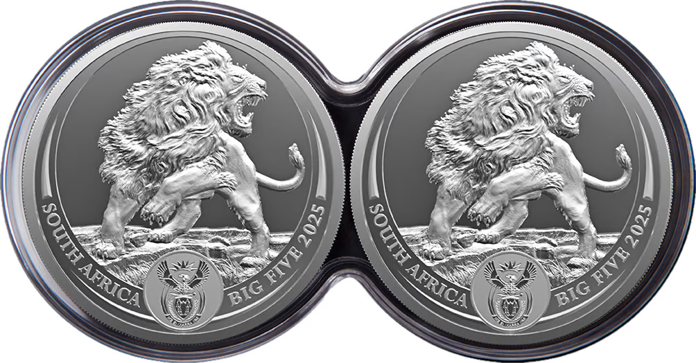 2 x 1 Unze Silber Big Five III Löwe 2025 Doppelkapsel (Auflage: 1.000 | Polierte Platte)