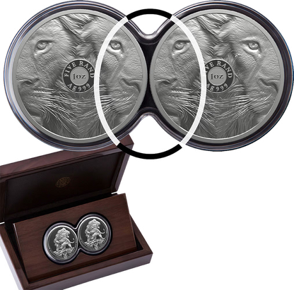 2 x 1 Unze Silber Big Five III Löwe 2025 Doppelkapsel (Auflage: 1.000 | Polierte Platte)