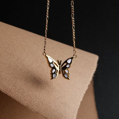 Fritillary Halskette (Blaues Perlmutt/Gold)