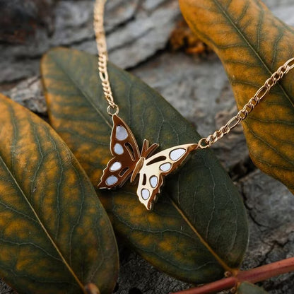 Fritillary Halskette (Blaues Perlmutt/Gold)