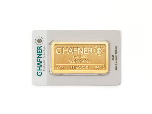 100g Goldbarren C.Hafner
