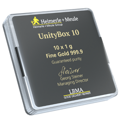 10 x 1g Goldbarren Heimerle und Meule UnityBar