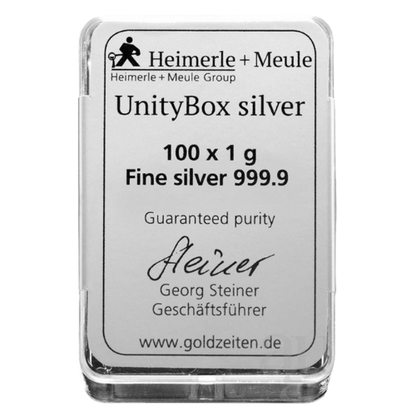 100 x 1g Silber Heimerle und Meule UnityBox