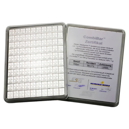100g Silber Tafelbarren Combibarren
