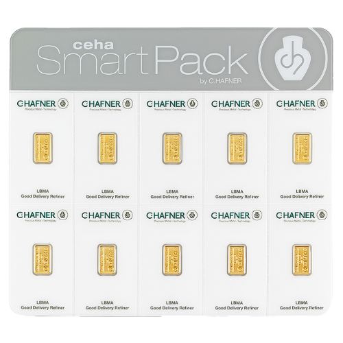 10 x 2g Goldbarren Smart Pack C. Hafner