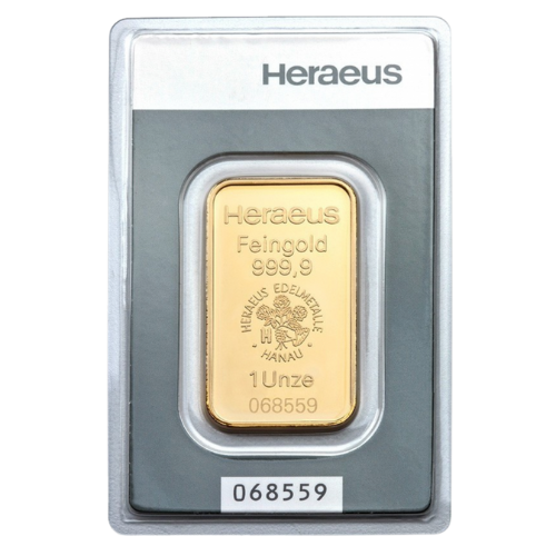 1 Unze Goldbarren Heraeus