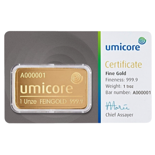 1 Unze Goldbarren Umicore