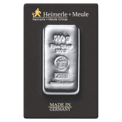 500g Silberbarren Heimerle und Meule (gegossen)