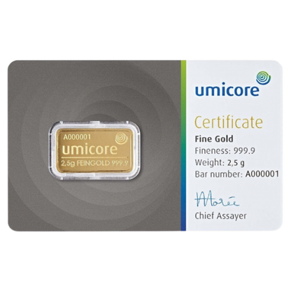 2,5g Umicore Goldbarren