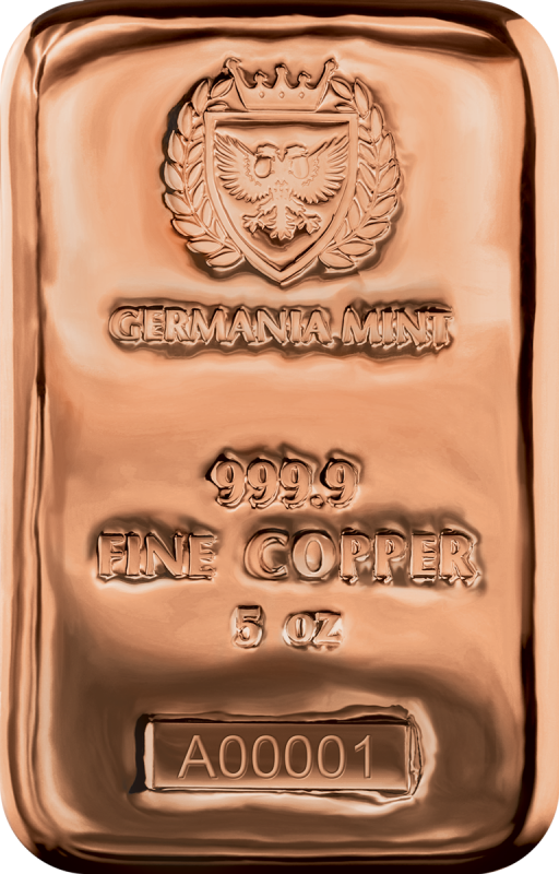 Germania Mint  5 Oz Kupferbarren 999,9 Gussbarren