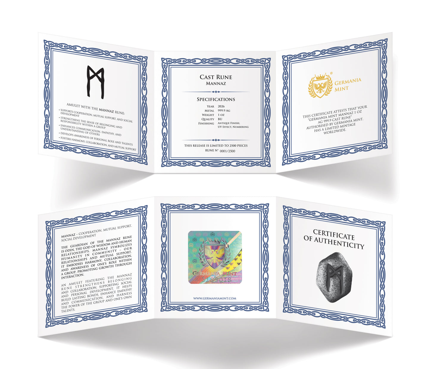MANNAZ Cast Rune 1 Oz Silber Barren 2026