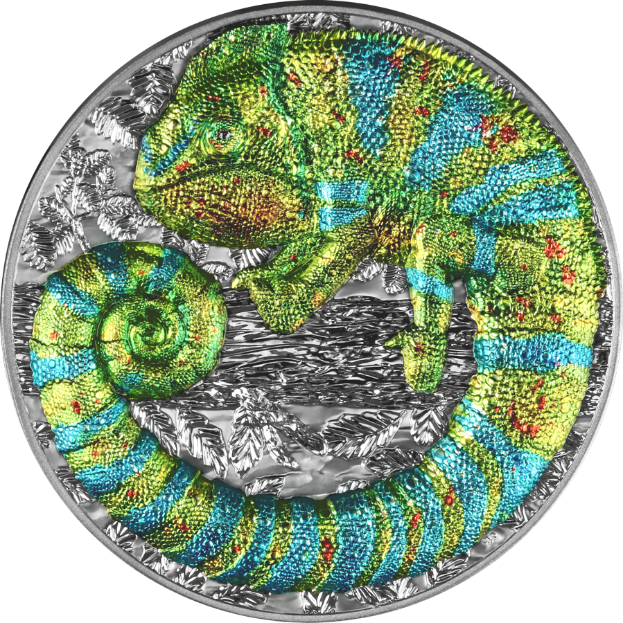 Niue Island 2023 – Chamäleon 2 oz Silber HR