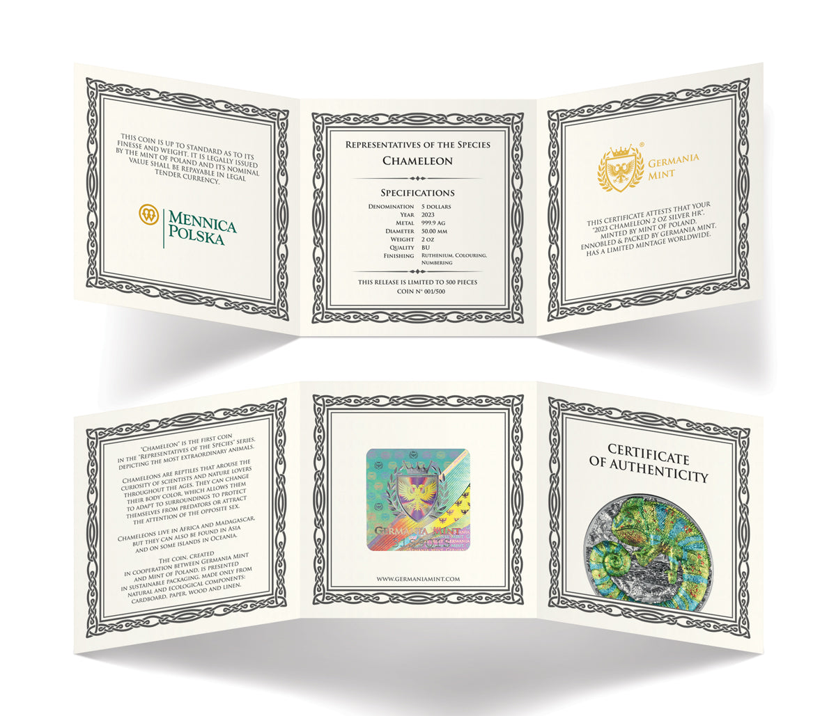 Niue Island 2023 – Chamäleon 2 oz Silber HR
