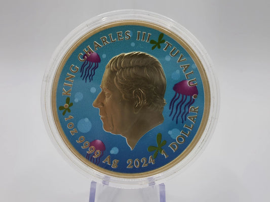 SPONGEBOB 25th Geburtstag 1 oz Silbermünze 2024 Farbig Limitiert & in Dose OVP