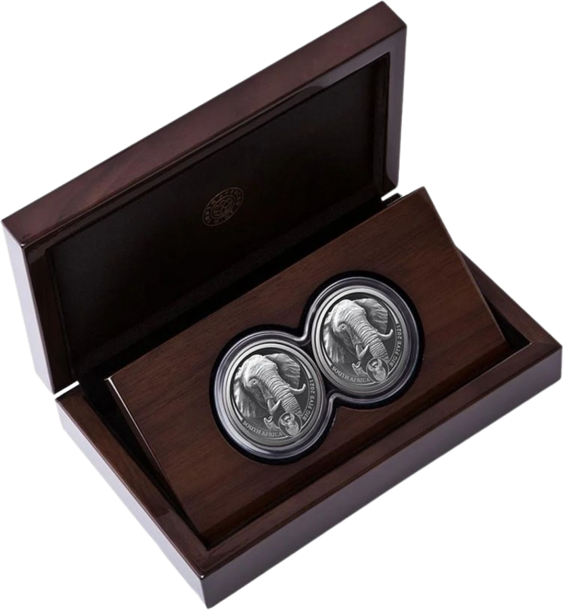2 x 1oz Silber Big Five II Elefant 2021 Doppelkapsel Auflage: 1.000 | PP