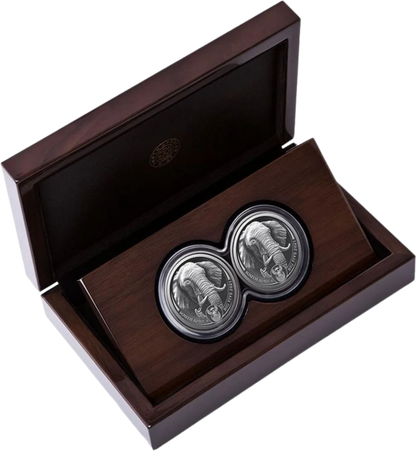 2 x 1oz Silber Big Five II Elefant 2021 Doppelkapsel Auflage: 1.000 | PP