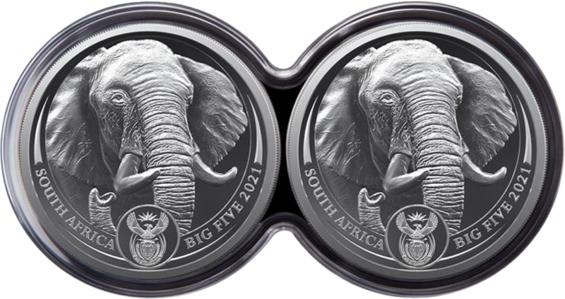 2 x 1oz Silber Big Five II Elefant 2021 Doppelkapsel Auflage: 1.000 | PP