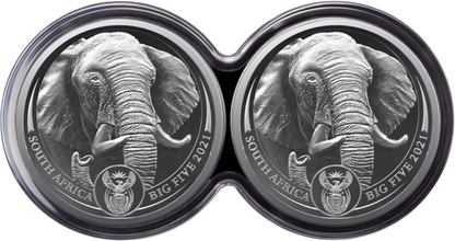 2 x 1oz Silber Big Five II Elefant 2021 Doppelkapsel Auflage: 1.000 | PP
