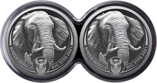 2 x 1oz Silber Big Five II Elefant 2021 Doppelkapsel Auflage: 1.000 | PP