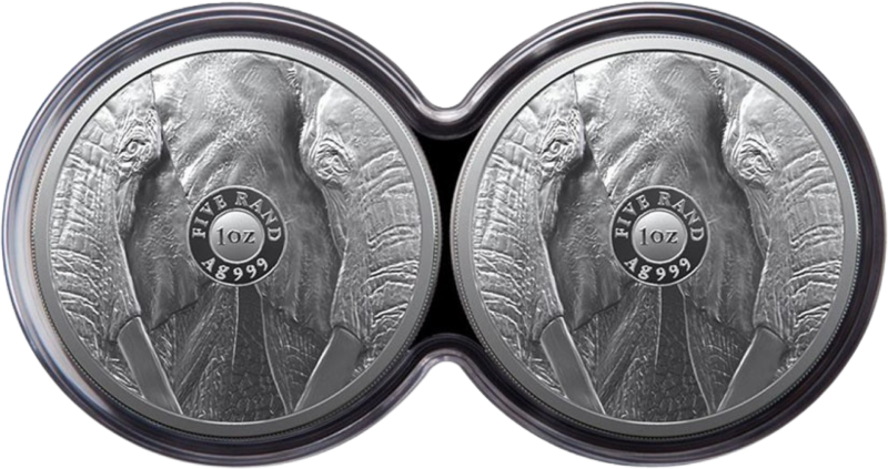 2 x 1oz Silber Big Five II Elefant 2021 Doppelkapsel Auflage: 1.000 | PP