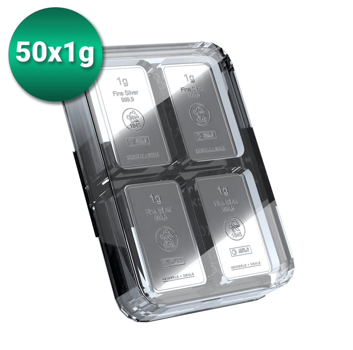 50 x 1g Silber Heimerle und Meule UnityBox